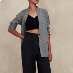 Banana Republic | Black & White Collarless Blazer | Size XL